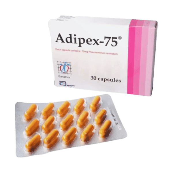 Doosje met een strip Adipex Phentermine, afslankmedicatie