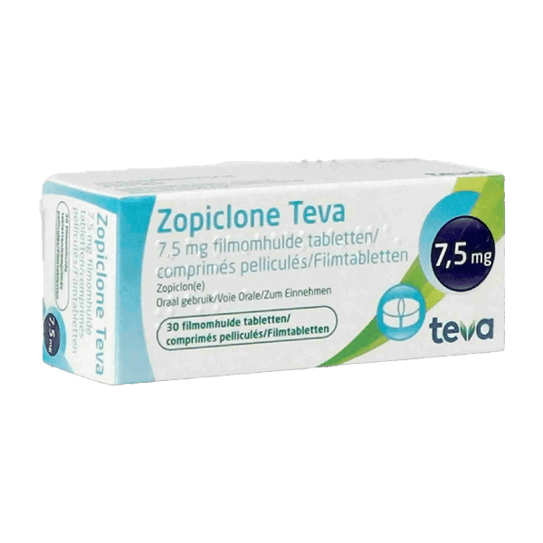 Doosje Zopiclon 7.5 mg van Teva, slaapmiddel