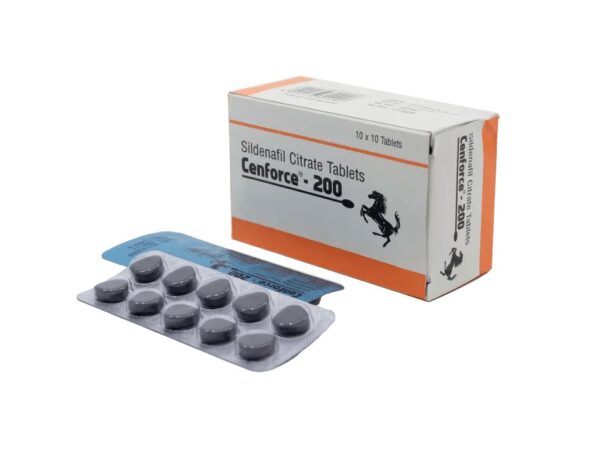 Doosje Cenforce 200 mg met striptabletten voor erectiestoornissen.