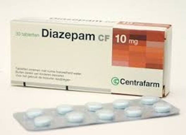 Doosje met strip Diazepam 10 mg van Centrafarm.