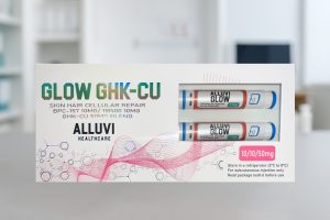 Alluvi Glow GHK-Cu verpakking met twee voorgevulde pennen BPC-157 TB-500 GHK-Cu